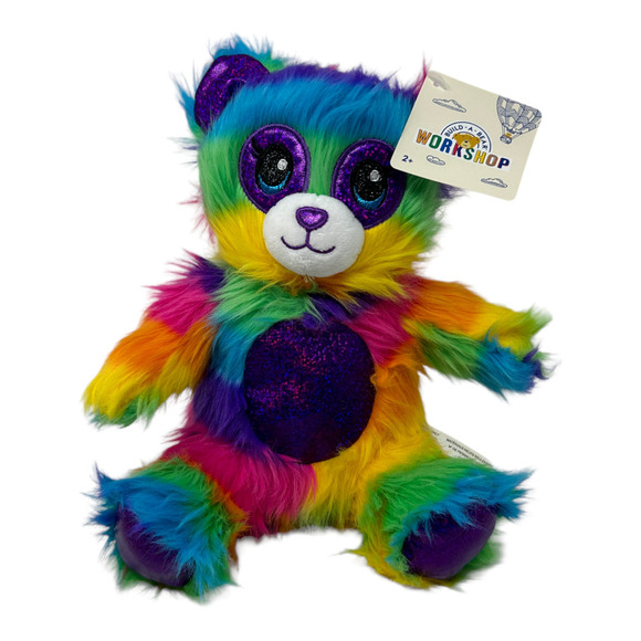 Build A Bear 9" Plush Color Craze Fluffy Rainbow Panda Bear BABW Shimmery Eyes - Picture 1 of 16